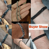 Miami Cuban Link Bracelet for Men — 18K Gold, Silver & Black Stainless Steel