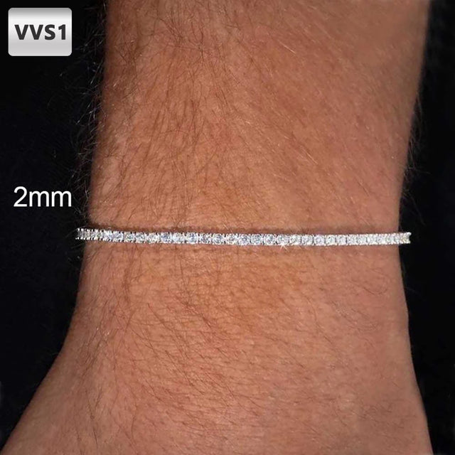 Moissanite Tennis Bracelet — 2mm VVS1, 18K Gold-Plated, GRA-Certified