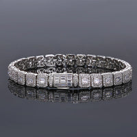 Rock-Sugar Iced CZ Tennis Bracelet — 7.5mm Cuban Link