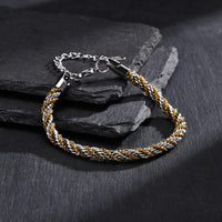 Two-Tone Twisted Rope Bracelet — 5mm Adjustable Stainless Steel