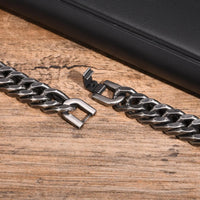 Bold Heavy Cuban Bracelet — 8/12mm Oxidized Stainless Steel (Silver / Gold / Black)
