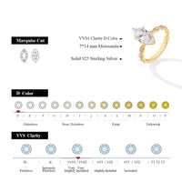 Marquise Moissanite Engagement Ring — 3ct D-VVS1 (925 Sterling Silver)