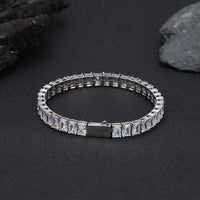 Rectangle-Cut Iced CZ Tennis Bracelet — 6mm (Gold / Silver)