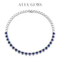 Heart Moissanite Necklace — Ruby & Blue Sapphire (925 Sterling Silver)