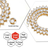 Heart-Cut Tennis Chain — 6mm CZ, 18K Gold-Plated Necklace