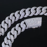 Iced CZ Moon-Link Cuban Bracelet — 22mm (Rose Gold / Silver)
