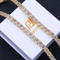 Baguette Tennis Chain — 8mm Square-Cut CZ, 18K Gold-Plated