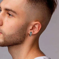 Men's Dragon Hoop Earrings — Vintage Stainless Steel (Silver / Black / Gunmetal)