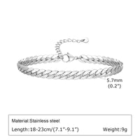 Flat Cuban Link Bracelet — Waterproof Miami Curb Stainless Steel