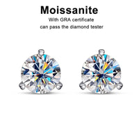 3-Prong Moissanite Stud Earrings — D-VVS1, GRA-Certified (925 Silver)