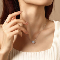 ATTAGEMS Clover Cut DVVS1 Moissanite Necklace for Women S925 Sterling Silver Adjustable 40+5cm Pass Diamond Test Valentine Gifts