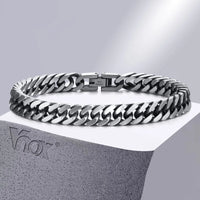 Chunky Retro Cuban Bracelet — Vintage Dome-Link Stainless Steel (Men's)