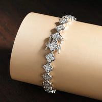 KNOBSPIN D VVS1 Moissanite Tennis Bracelet 2mm Diamond GRA Certified s925 Sterling Silver Four Leaf Clover Bracelets for Women