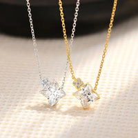 ATTAGEMS Clover Cut DVVS1 Moissanite Necklace for Women S925 Sterling Silver Adjustable 40+5cm Pass Diamond Test Valentine Gifts