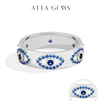 Evil Eye Blue Corundum Ring — Gold-Plated (925 Sterling Silver)