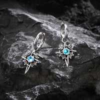 Star & Moon Hoop Earrings — Stainless Steel with Stone (Silver)