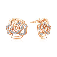 Moissanite Flower Stud Earrings — 18K Gold-Plated (925 Sterling Silver)