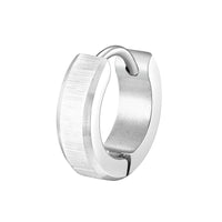Brushed Steel Huggie Hoop Earrings — Anti-Allergy Stainless Steel (Silver / Black)