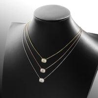 KNOBSPIN 6*8mm 2ct Emerald Cut Moissanite Pendant Diamond with GRA 100% s925 Sterling Silver Plated 18k Gold Necklaces for Women