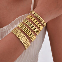 Watch-Band Link Bracelet — Non-Tarnish Stainless Steel (Gold / Silver)