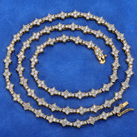 Honeycomb Iced CZ Tennis Chain — Flower-Shape Necklace