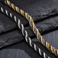 Two-Tone Twisted Rope Bracelet — 5mm Adjustable Stainless Steel