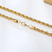 Rope Chain Necklace — Waterproof 18K Gold Non-Tarnish Stainless Steel (2–5mm)