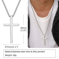 Plain Cross Pendant Necklace — Stainless Steel Box Chain (Silver / Gold / Black)