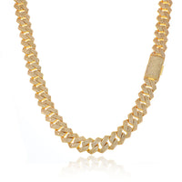 Iced CZ Cuban Link Necklace — 15mm, Rose Gold Finish