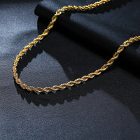 Rope Chain Necklace — Waterproof 18K Gold Non-Tarnish Stainless Steel (2–5mm)