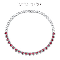 Heart Moissanite Necklace — Ruby & Blue Sapphire (925 Sterling Silver)