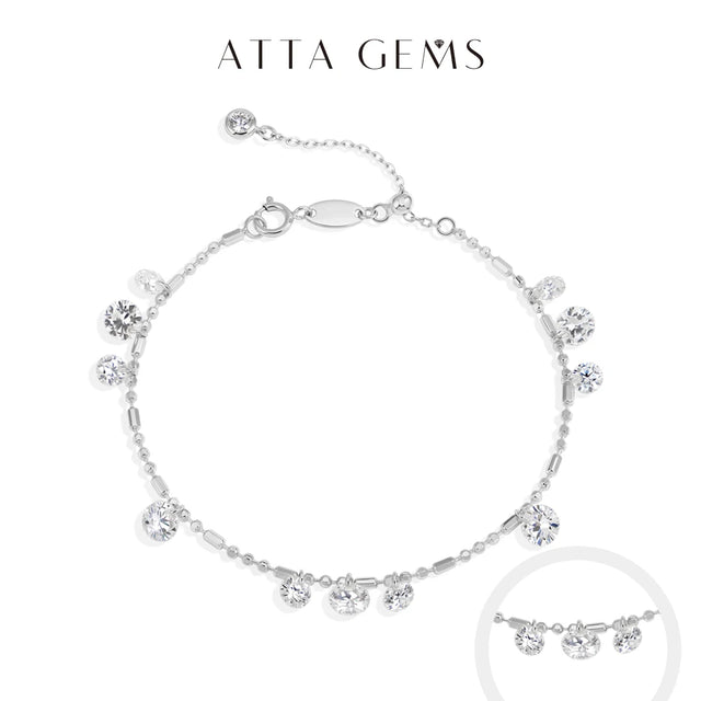 Drilled Moissanite Beaded Bracelet — Adjustable Stackable (925 Silver)