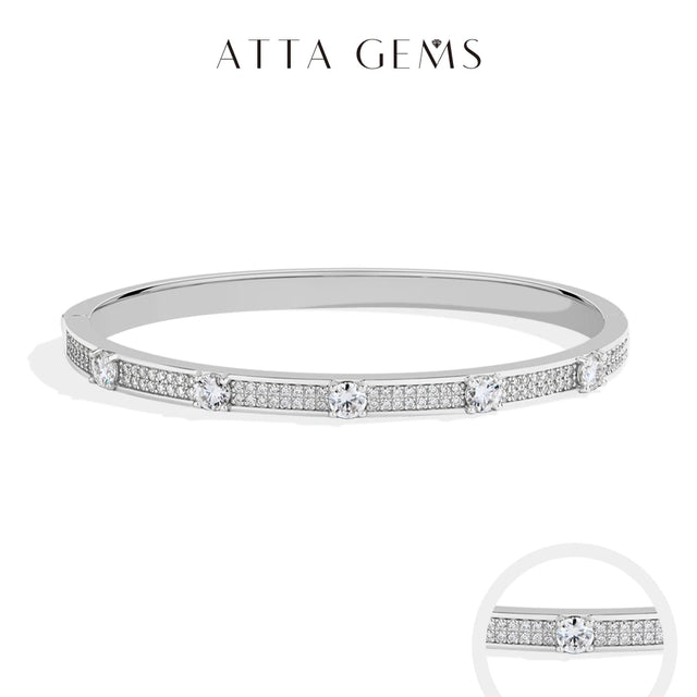 Narrow Moissanite Bangle — Full-Pavé (925 Sterling Silver)