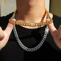 Iced-Clasp Cuban Chain — 6–12mm, 18K Gold PVD Stainless Steel