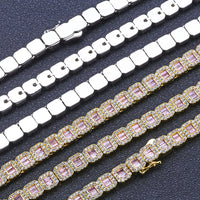 Baguette Tennis Chain — 8mm Square-Cut CZ, 18K Gold-Plated