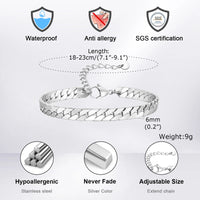 Flat Cuban Link Bracelet — Waterproof Miami Curb Stainless Steel