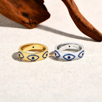Evil Eye Blue Corundum Ring — Gold-Plated (925 Sterling Silver)