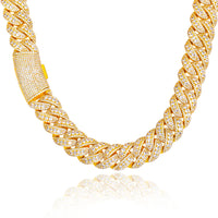 Iced CZ Moon-Link Cuban Bracelet — 22mm (Rose Gold / Silver)