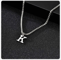 Men's Initial Letter Necklace — A to Z, Waterproof Stainless Steel