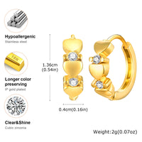 Gold Hoop Earrings for Women — CZ Heart, Star & Butterfly (18K Gold-Plated Steel)