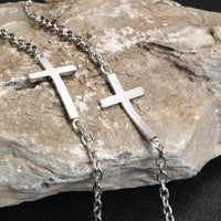 Men's Cross Bracelet — Adjustable Rolo Chain, Stainless Steel