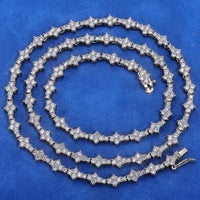 Honeycomb Iced CZ Tennis Chain — Flower-Shape Necklace