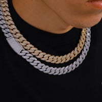 Double-Row Iced CZ Bubble Cuban Chain — 13mm