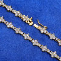 Honeycomb Iced CZ Tennis Chain — Flower-Shape Necklace
