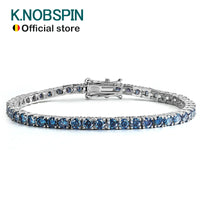 Blue Moissanite Tennis Bracelet — 3–5mm, Certified (925 Sterling Silver)