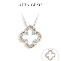 Two-Tone Clover Moissanite Necklace — Gold Edge (925 Sterling Silver)