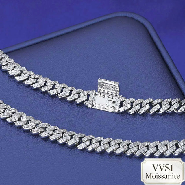 Moissanite Single-Row Cuban Necklace — 6mm VVS1, GRA-Certified