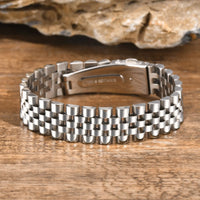 Men's 15mm Watch-Band Bracelet — Heavy Stainless Steel (Silver / Gold / Two-Tone)