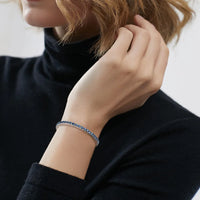 Blue Moissanite Tennis Bracelet — 3–5mm, Certified (925 Sterling Silver)