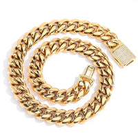 Iced CZ Cuban Choker — 18mm Buckle Clasp, Stainless Steel